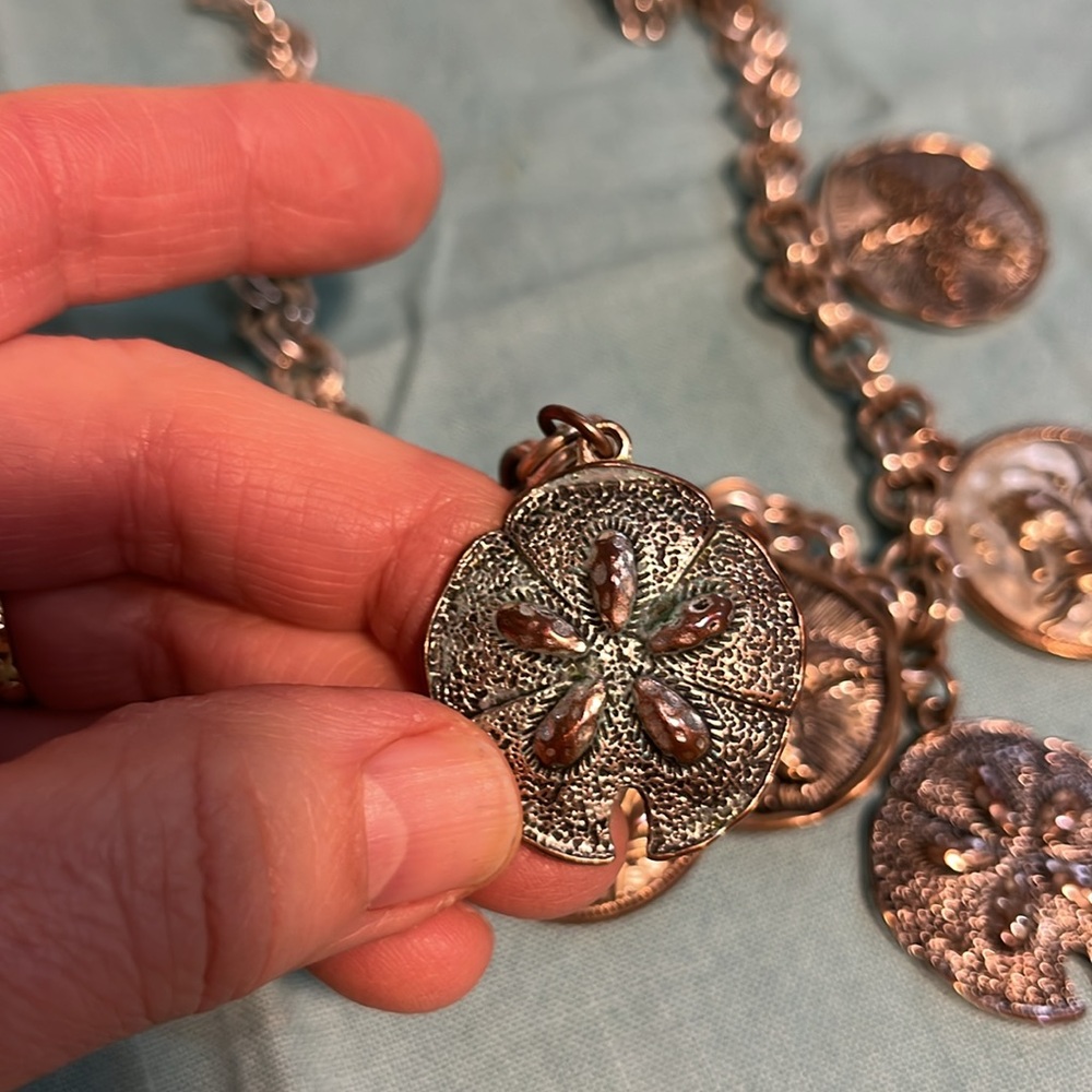 Vintage Silver Tone Beach Themed Charm Necklace